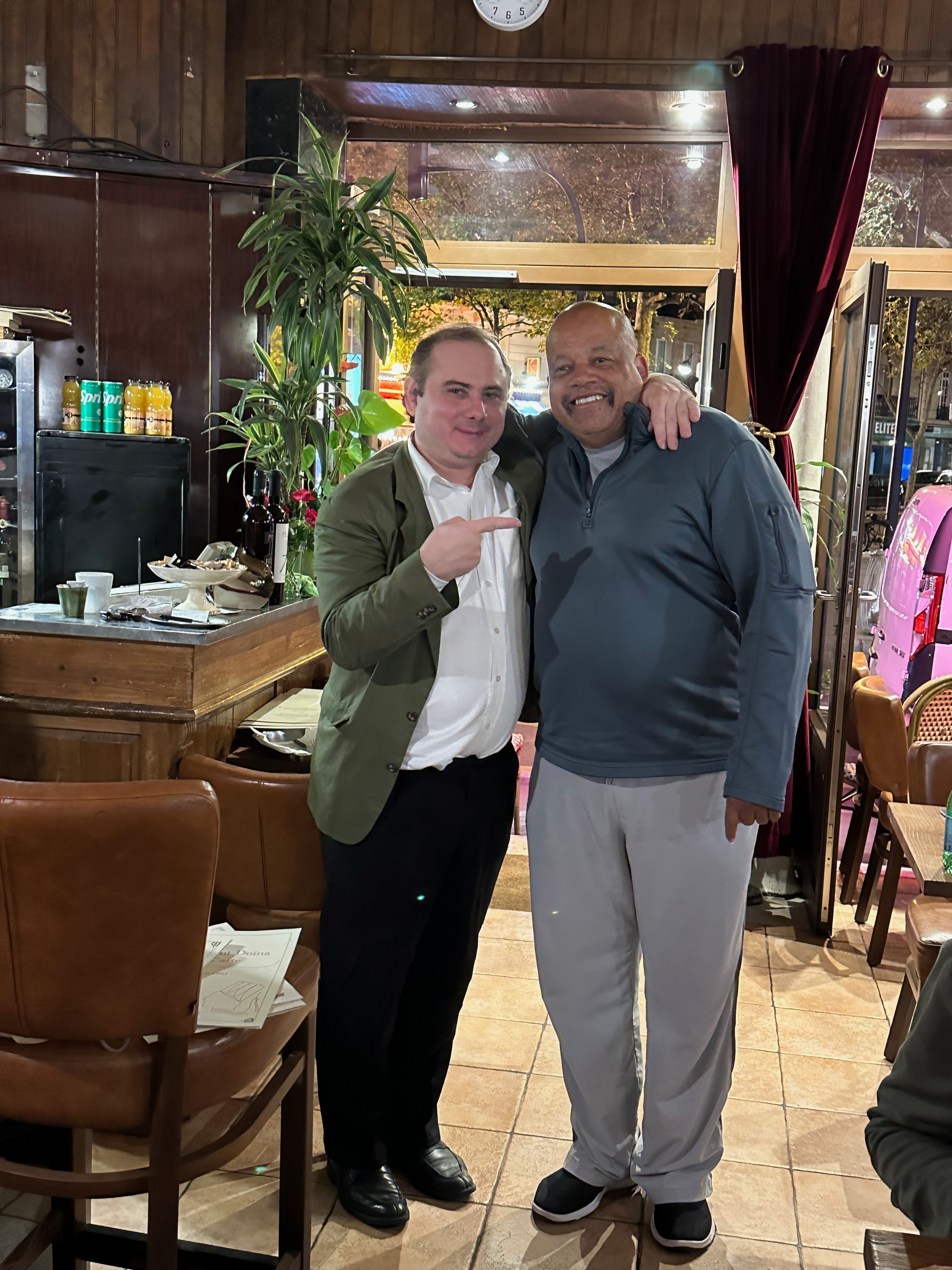 The Famous Chef Thomas with the owner at Doina Romanian Restaurant, Paris